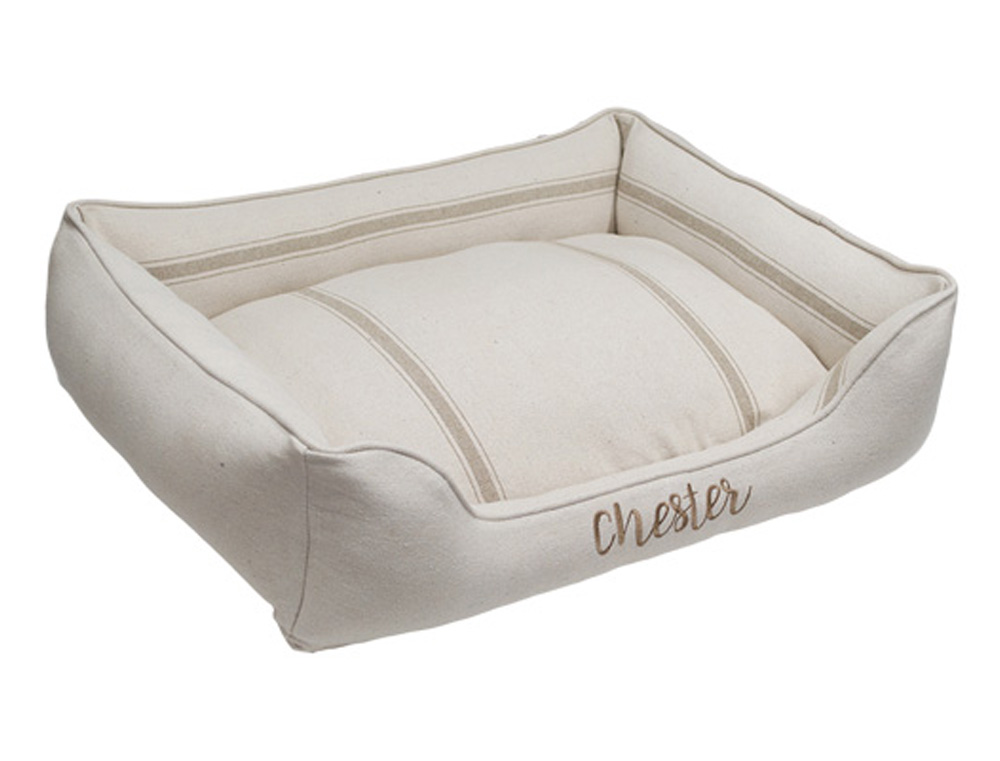 28 x 22 Feedsack Cuddle Bed with Tan Stripe