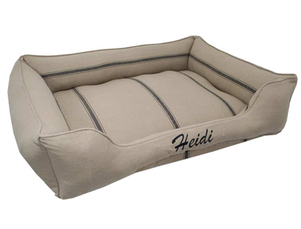 40 x 32 Feedsack Cuddle Bed with Blue Stripe
