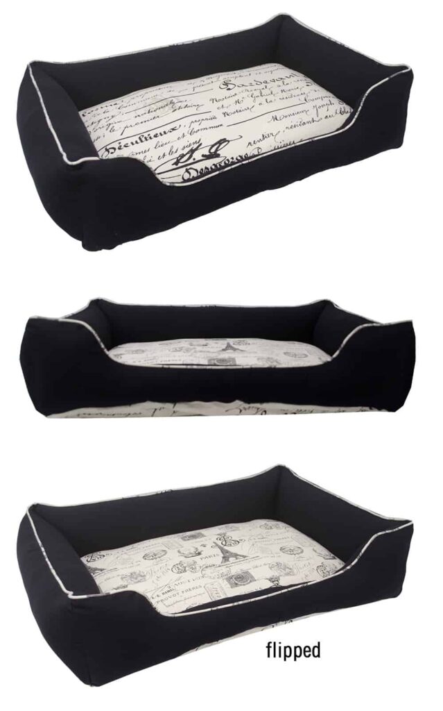 large bumper dog bed black natural french eiffel tower script web min