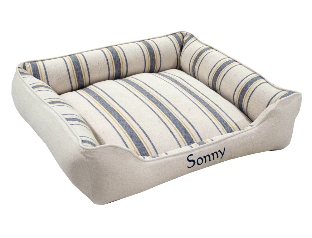 28 x 28 Feedsack Cuddle Bed with Blue/Yellow