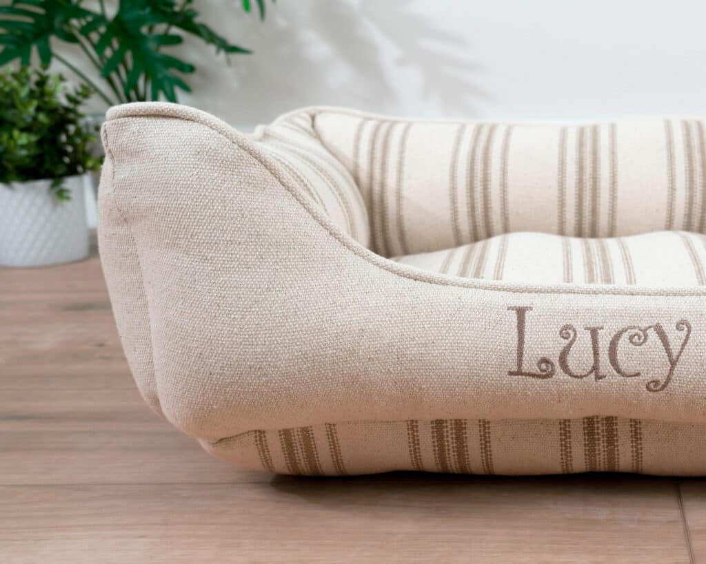 Feedsack Cuddle Bed with Tan Multi Stripe